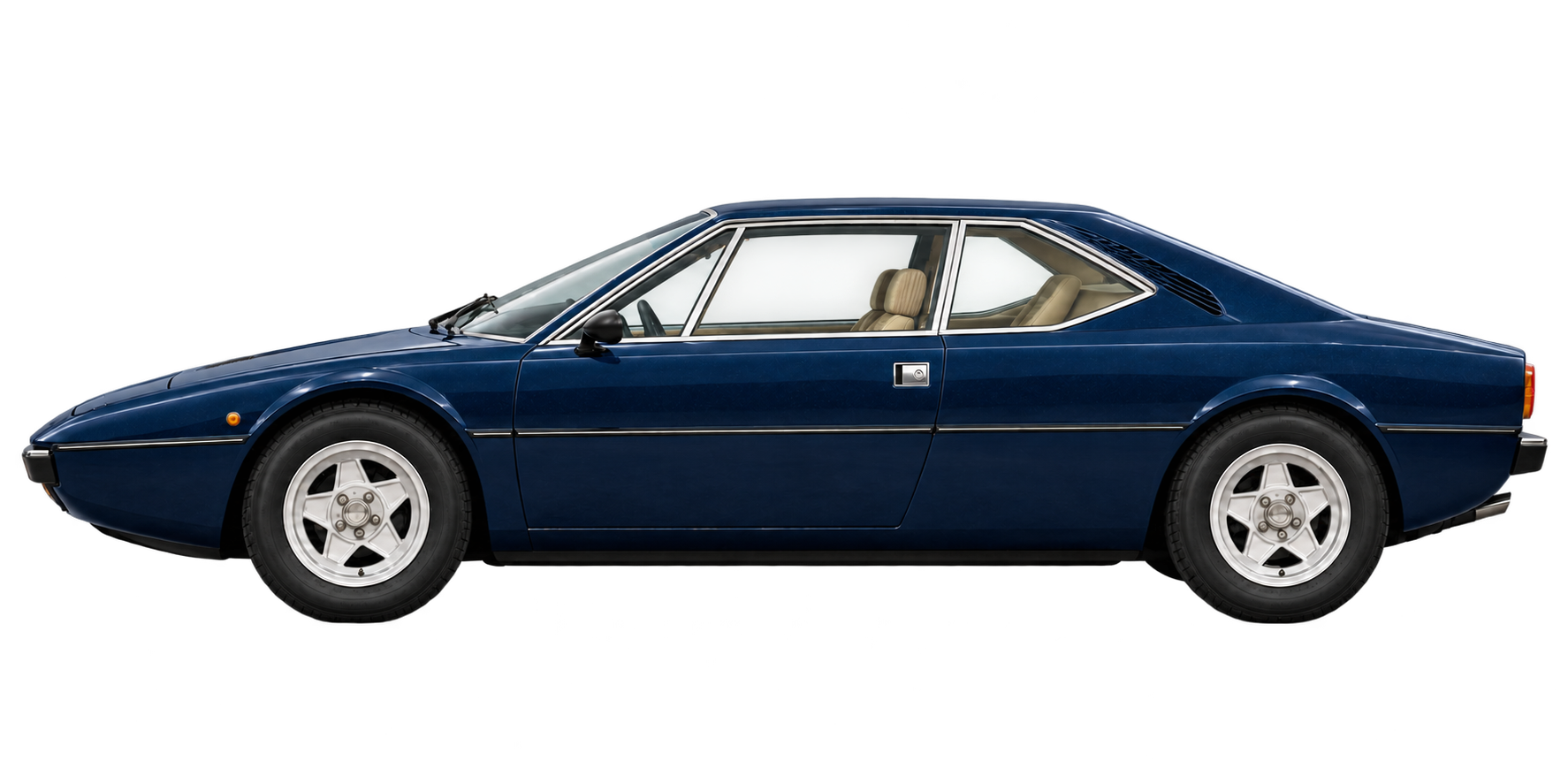 Model illustration of the 308 GT4 in recorded Blu Sera